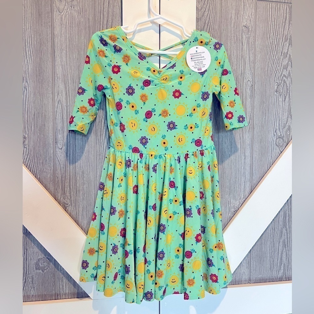 BAG268. NWT DOT DOT SMILE Green Sunshine & Smile Ballerina Dress 3/4